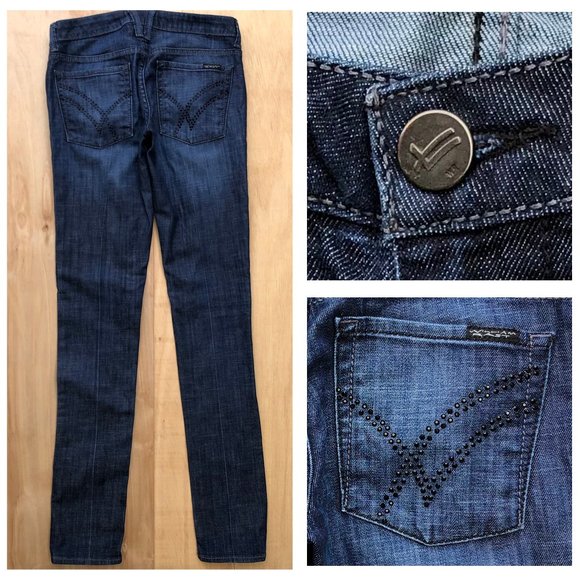 WILLIAM RAST ULTRA SKINNY Women’s Rhinestone Pockets Low Rise Jeans sz 27 - Picture 1 of 10